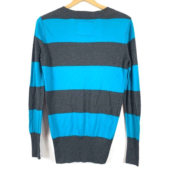 PAC Sun Chunky Stripe V-neck Knit Pullover Sweater - Picture 5 of 13